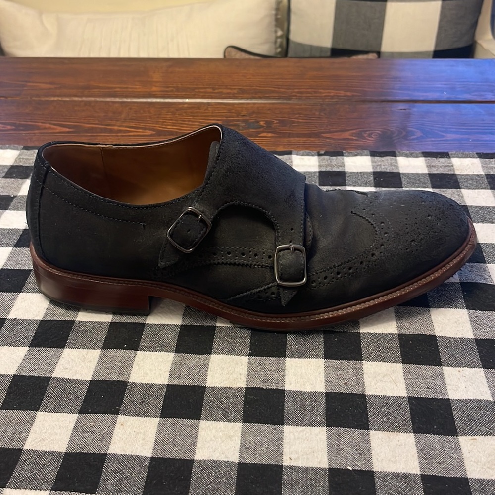 Trask Suede Wingtip Double Monk Strap - image 2